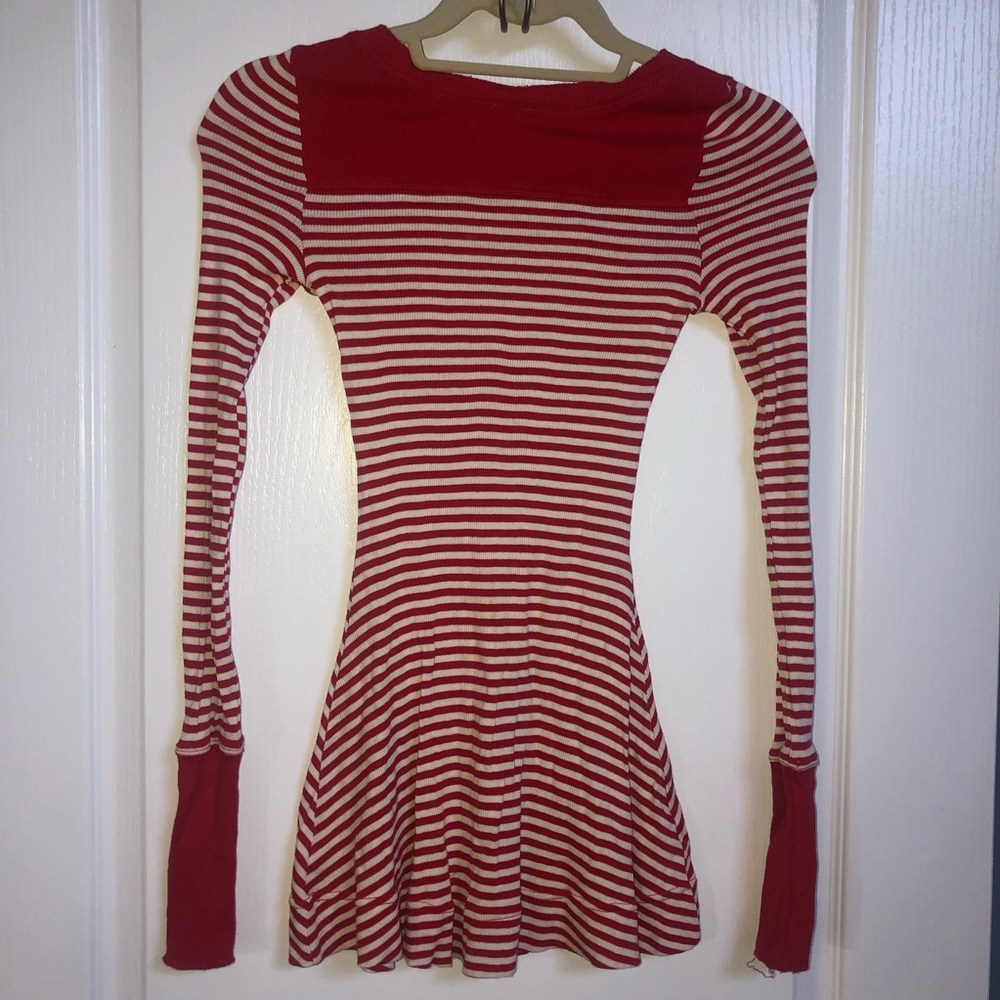 Free People RARE Red & White Striped Top